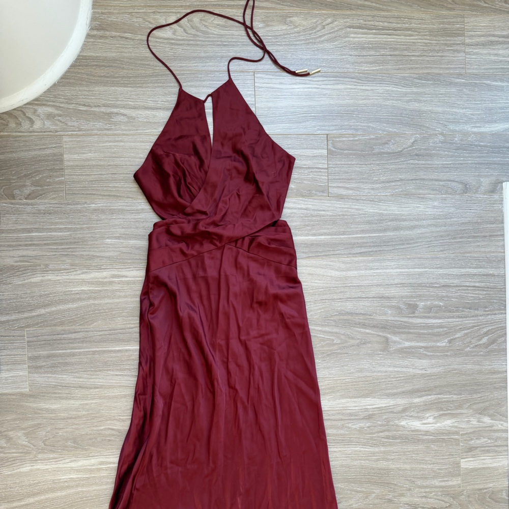 Significant Other Alix Halter Cut Out Maxi Dress Satin Sangria Sz 10 AUS/ 6 US